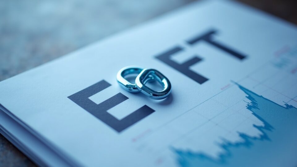 Chainlink logo over an ETF prospectus with a custody icon and regulatory charts.