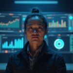 Chi Tsang in front of BitMine Immersion headquarters, with ETH treasury panels and the Ethereum logo in the background.