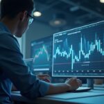 Analyst in a news room with holographic ZEC charts and a Grayscale ETF screen, zk-SNARKs.