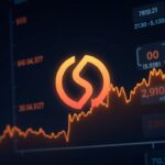 Solana logo on an illuminated panel with ETF tickers and a bullish chart toward 300.