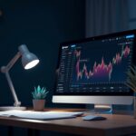 realistic trading desk centered on Solana: monitor with a small outflow, regulatory papers and a staking symbol.