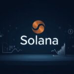 Solana logo on an elegant trading desk, with rising charts and staking icons, for institutional yield ETFs.