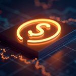 Photorealistic trading scene with the Solana SOL logo rising, surrounded by fintech charts