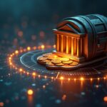 Central vault with tokenized bonds orbiting a wholesale CBDC ledger, atomic settlement.