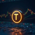 Photorealistic header with Toncoin at the center; split view: lagging spot and derivatives with open interest.