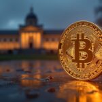 Photorealistic header: Bank of England in the background, a shiny stablecoin token in the foreground and regulatory icons
