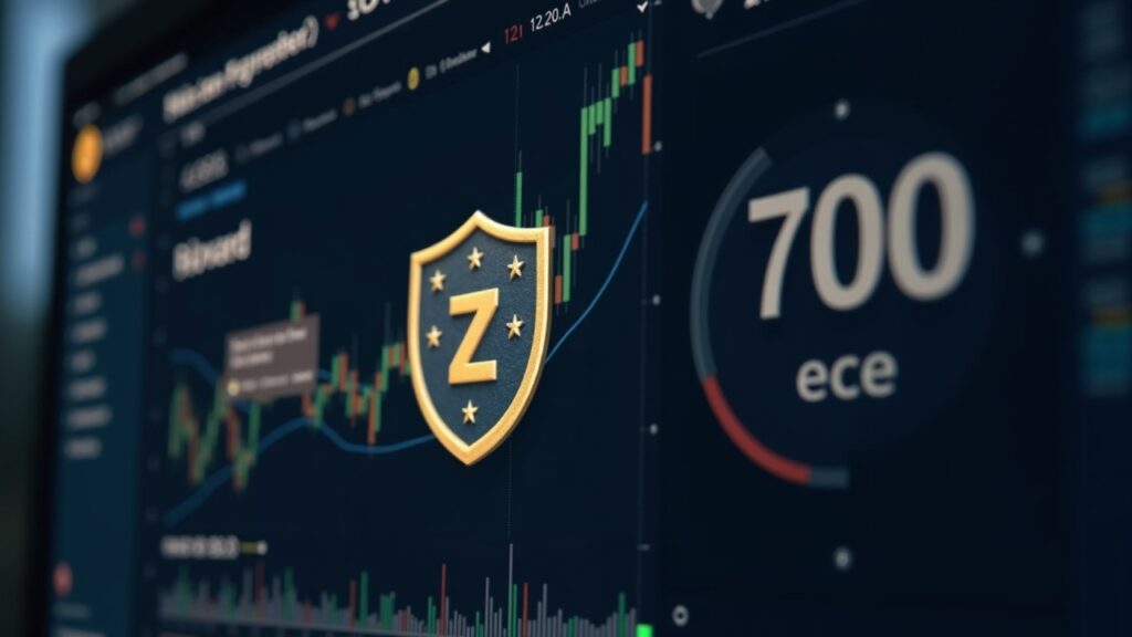 Split screen: ZEC above 700, privacy shield, Harvard logo and Bitcoin ETF chart with Extreme Fear.