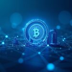 Photorealistic USDT logo above a multi-chain network and ADGM skyline with blue lighting, signaling compliant stablecoin adoption.