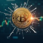 Bitcoin Cash logo breaking through glass over a rising price chart with institutional funding hands.