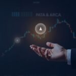 Crypto index chart over NYSE Arca logo with BTC, ETH, SOL icons and a broker exchanging a token under regulatory glow.