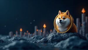 Photo-realistic header: Dogecoin rising next to Ethereum logo with crypto charts and whale alerts.