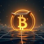 Photorealistic header with a giant whale silhouette behind a glowing Dogecoin logo, rising price bars, and a blockchain grid.