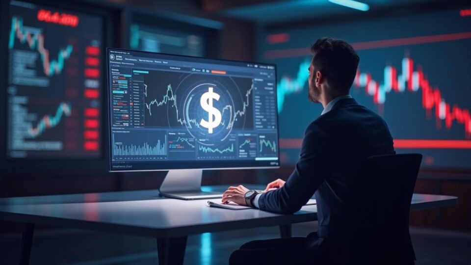 Crypto analyst at a sleek desk as USDe depegs from $1; red market charts and DeFi logos fade in a high-tech newsroom.
