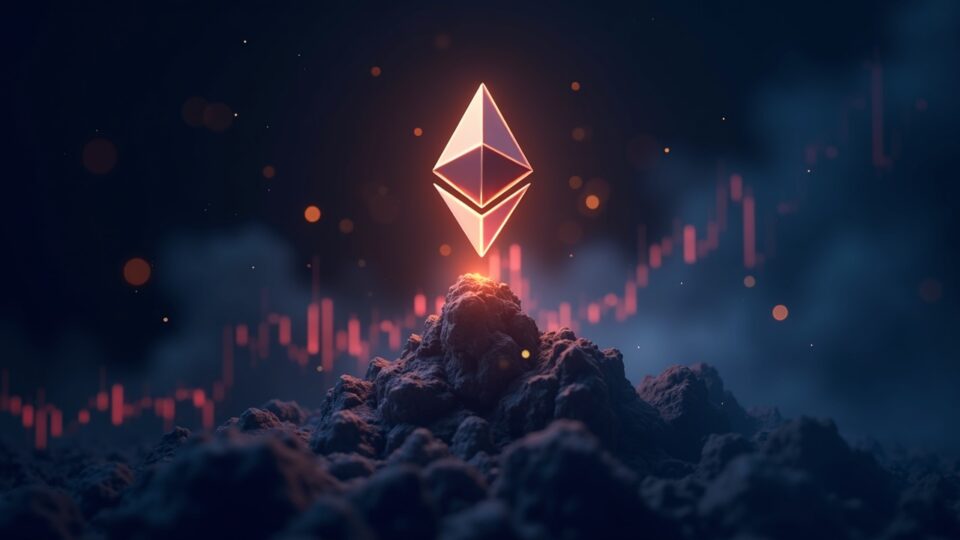 Photorealistic header showing a glowing Ethereum logo rising above a dynamic price chart with ETF and Layer-2 upgrade icons