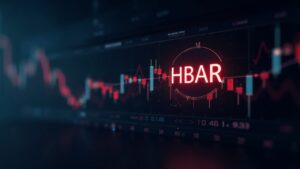 HBAR breaking 0.155 resistance with a glowing price line, signaling institutional accumulation.