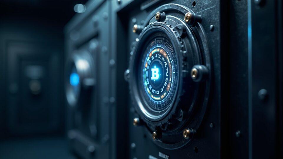 Photoreal image of a validator silhouette sealing a vault, signaling permanent HYPE removal and deflationary governance.