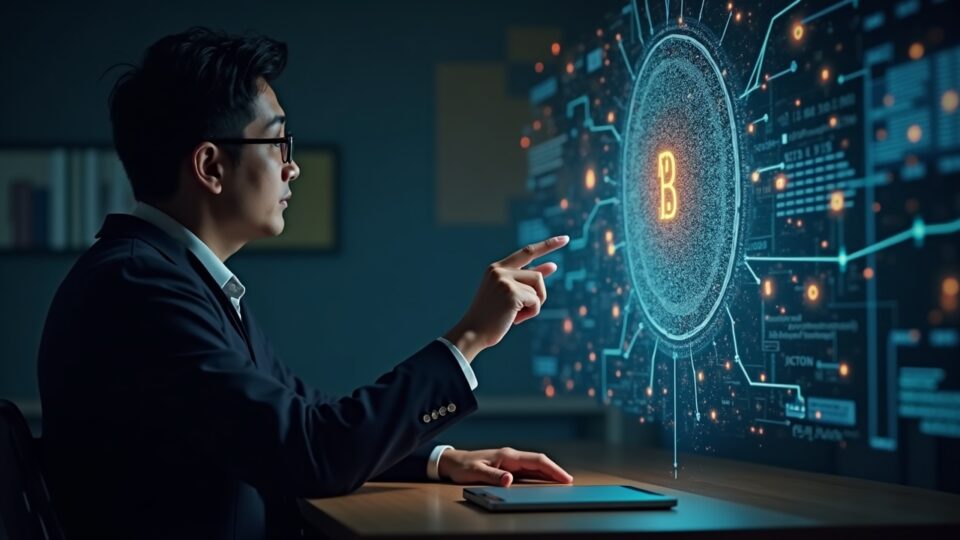 Salvadoran classroom scene with a teacher guiding a Grok hologram, data streams and a sovereign AI shield in the background.