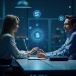 Photorealistic header featuring an analyst at a sleek desk monitoring on-chain liquidity with holographic stablecoin icons.