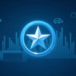 Stellar logo centered over a finance hub with a rising chart and custody icons in cool blue newsroom lighting