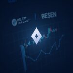 Photorealistic Stellar logo rising over a sleek financial dashboard with Nasdaq and ETP icons in the background
