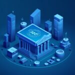 Photorealistic federal banking hub with USDGO emblem, Anchorage Digital and OSL branding, and multi-chain tokens.