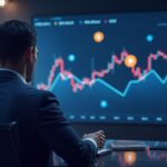 Photorealistic newsroom with an analyst as SOL and XRP rise on a market chart and Altcoin Season Index gauge climbing.