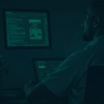 Crypto trader at a desk with Binance Wallet and Aster logos, showcasing on-chain perpetual futures and self-custody
