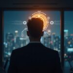 Photorealistic header: crypto analyst in a sleek office with a glowing Bitcoin logo and a quantum computer silhouette.