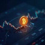 Futuristic crypto newsroom with a Bitcoin icon above a stabilizing 87k price chart, signaling Wyckoff fade.