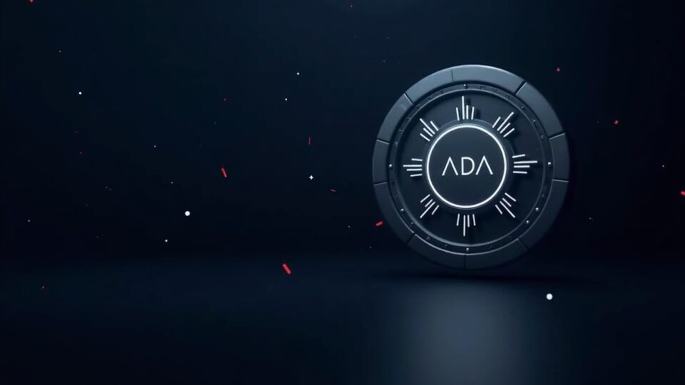 Photorealistic header: centered Cardano ADA logo, secure vault foreground, Ethereum logo left, red arrows hinting at MEV.