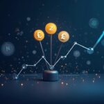 Photorealistic crypto header showing CHZ, DASH and POL above a rolling market chart with roadmap icons and a regulatory balance.