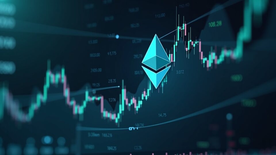 Photorealistic close-up of a DeFi veteran in a modern newsroom with ETH price chart showing volatility and liquidation spike