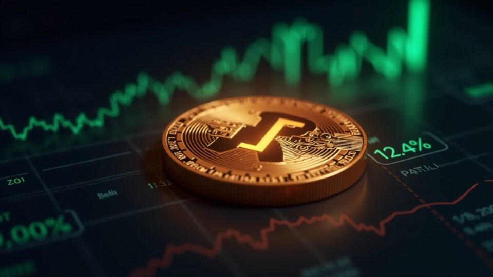 Close-up of a glowing LIT token, with a Robinhood icon in the background, over rising price charts and a buyback banner.