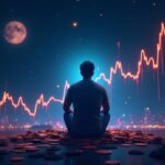 Photorealistic trader at center as memecoins surge, Solana logo in background with a neon spike chart.