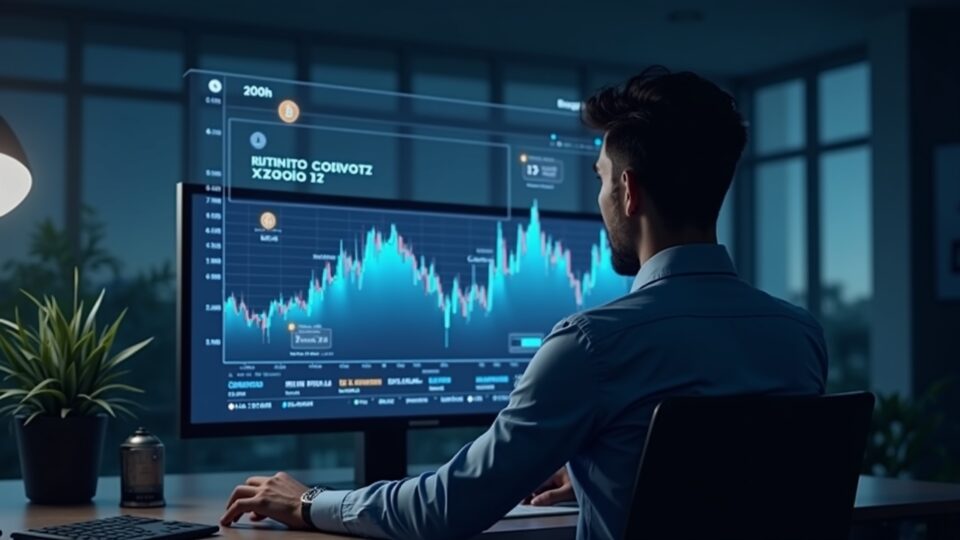 Photorealistic crypto analyst reviews holographic price chart of coins, highlighting institutional inflows and regulatory catalysts.