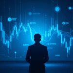 Futuristic newsroom scene with an analyst examining holographic SPX, DXY and crypto charts on a blue gradient