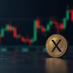 Photoreal XRP coin in foreground over a dark financial chart with price under $2 and a highlighted $2.41 wall.