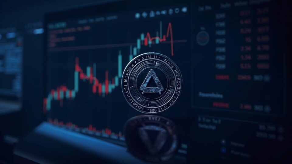 Cardano price at 0.2775 support with rising MACD and RSI on a futuristic DeFi dashboard as large wallets accumulate.