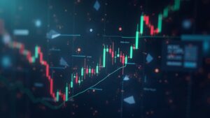 Photorealistic newsroom scene showing an Ethereum price chart sliding toward 1500 with whale icons and a highlighted 2200 support line.