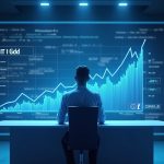 Photorealistic crypto news header: analyst at desk, holographic LIT rise charts, USDC streams, Circle branding.