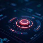 Futuristic trading desk with glowing one-click button linking crypto and TradFi, MT5-style UI and tokenized-stock tickers.