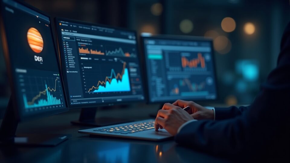 Photorealistic header showing a ParaFi Capital investor reviewing Jupiter dashboards with glowing Solana and Jupiter logos.