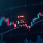 Photorealistic close-up of POL price chart near 0.095 with overlays and a subtle glow signaling uncertain breakout.