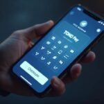 Photoreal Telegram interface on a smartphone displaying TON Pay checkout with TON coin icons and sleek fintech lighting