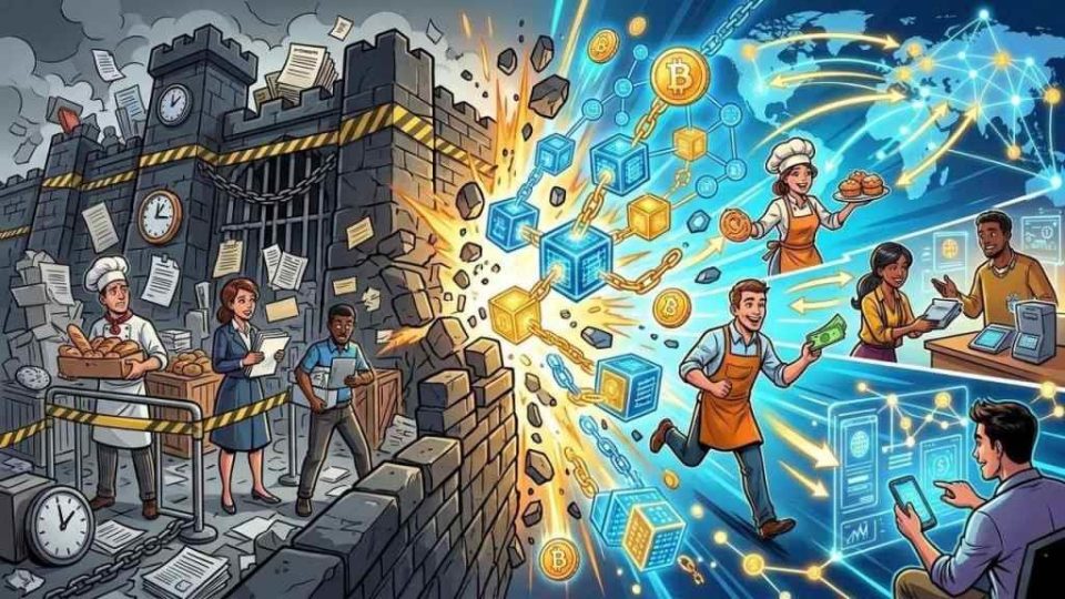 Blockchain technology deconstructs the barriers of the SWIFT system, allowing SMEs to access global frictionless payments and real liquidity.