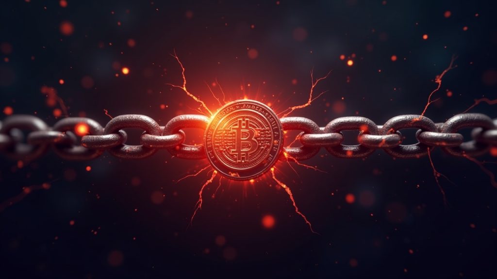 Realistic crypto header showing a burning token glitch on a BNB-like chain with warning glow and cracked contract icon.