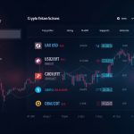 Futuristic crypto trading dashboard with six perpetual tickers: USARUSDT, BBXUSDT, CRDOUSDT, OUSDT, ARXUSDT, GRAMUSDT.