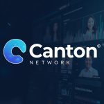 Canton Network logo over a KRW trading dashboard with institutional figures, illustrating fiat on-ramp to tokenized assets.