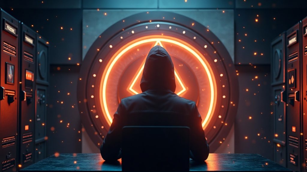 Photorealistic header: hacker silhouette before a glowing Ethereum vault with colliding storage layers.