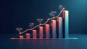 PancakeSwap logo atop a rising bar chart showing 75% of BSC spot DEX volume and $1B traded
